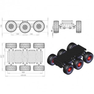 ChÃ¢ssis tout-terrain Ã  6 roues motrices "Wild Thumper" Dagu (aluminium, 34 : 1)