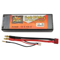 Zop puissance Lithium polymÃ¨re Lipo batterie 7.4 V 4000 Mah 2 S 25C T enfichable pour RC voiture Bateria Lipo